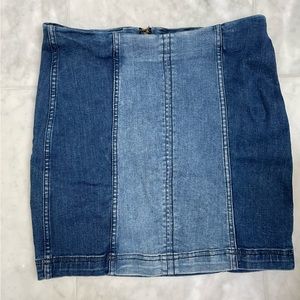 Free People | Modern Femme Color Block Denim 2 tone Mini skirt Sz 8